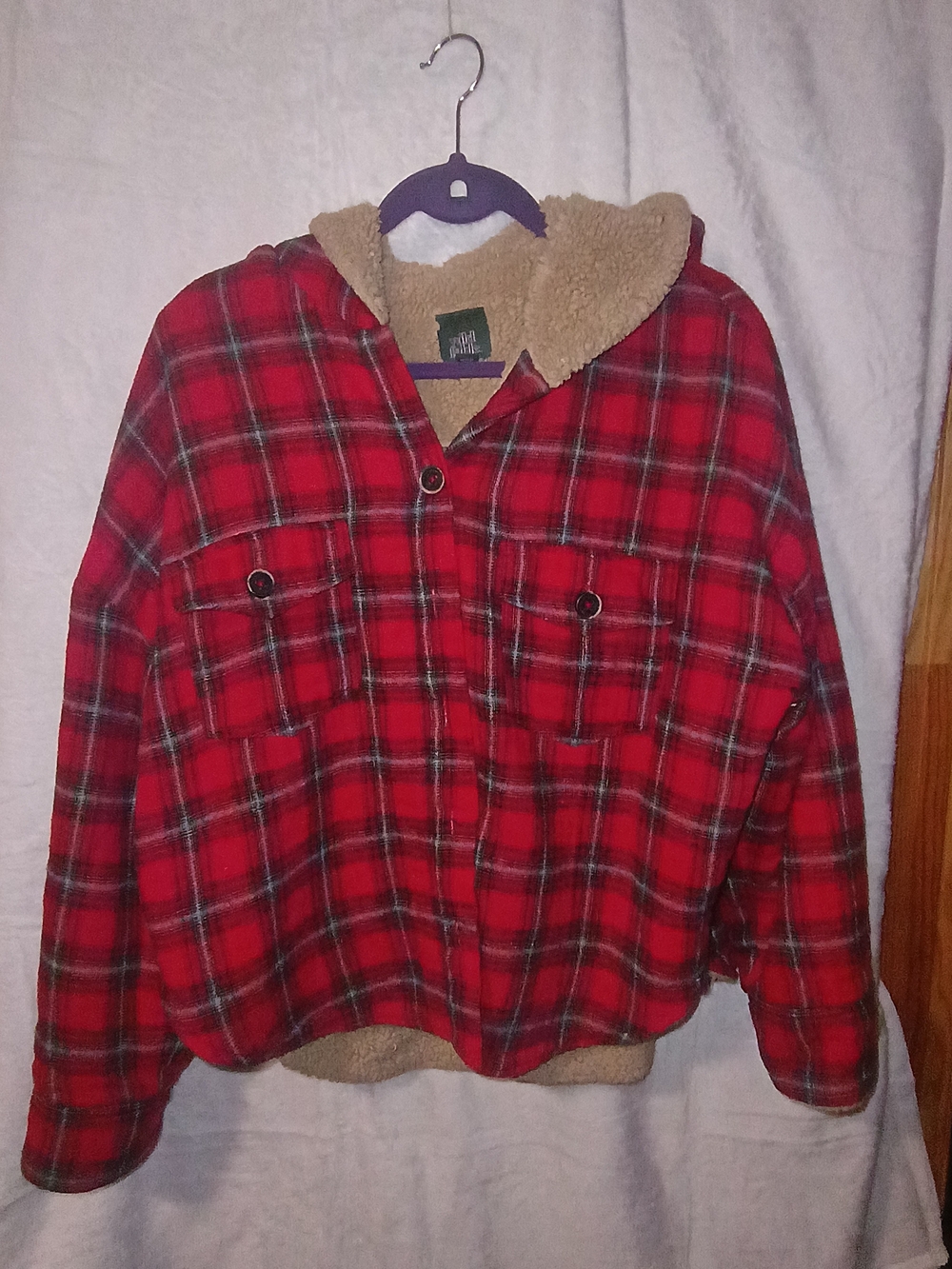 wild fable Red Plaid Sherpa-Lined Hooded Jacket